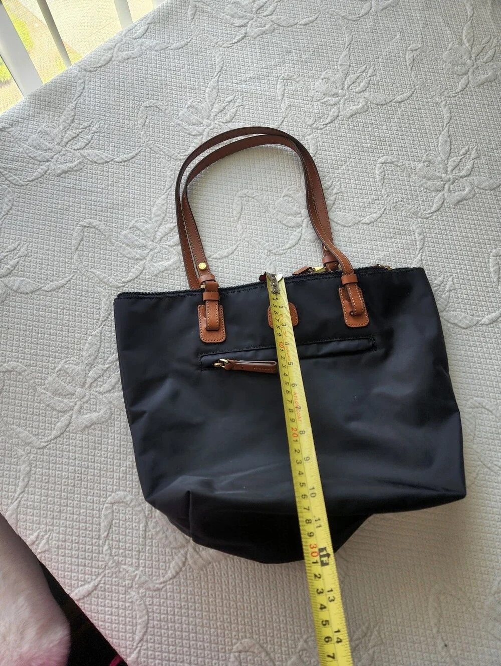 Bric's Navy Blue  Tote with Tan Leather Handles